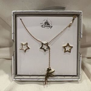 Disney Store X Tinker Bell Necklace and Earrings Box Gift Set NWT 🧚 Peter Pan